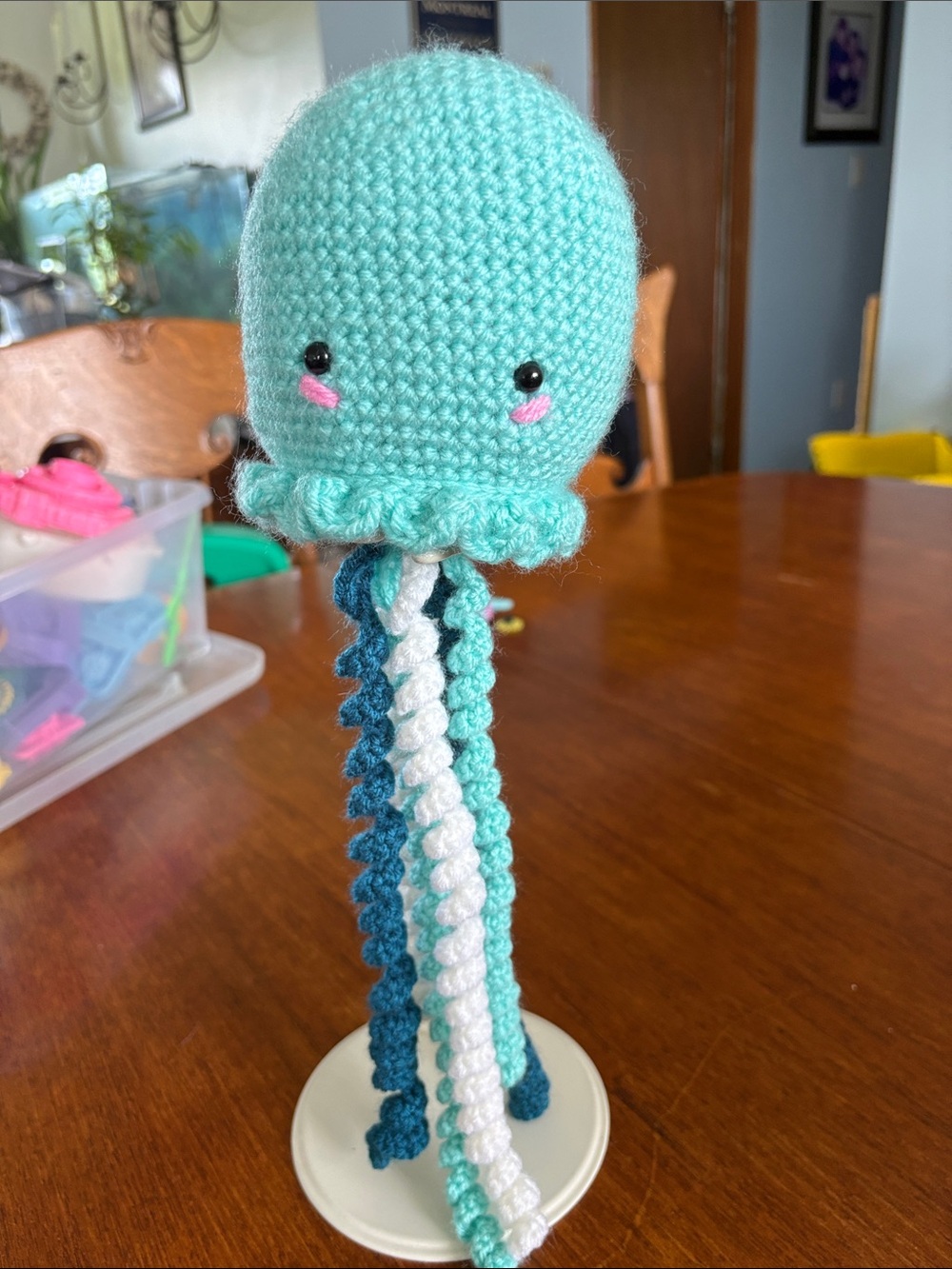 Handmade Mint Green Crochet Jellyfish Stuffed Toy - Cute Plush
